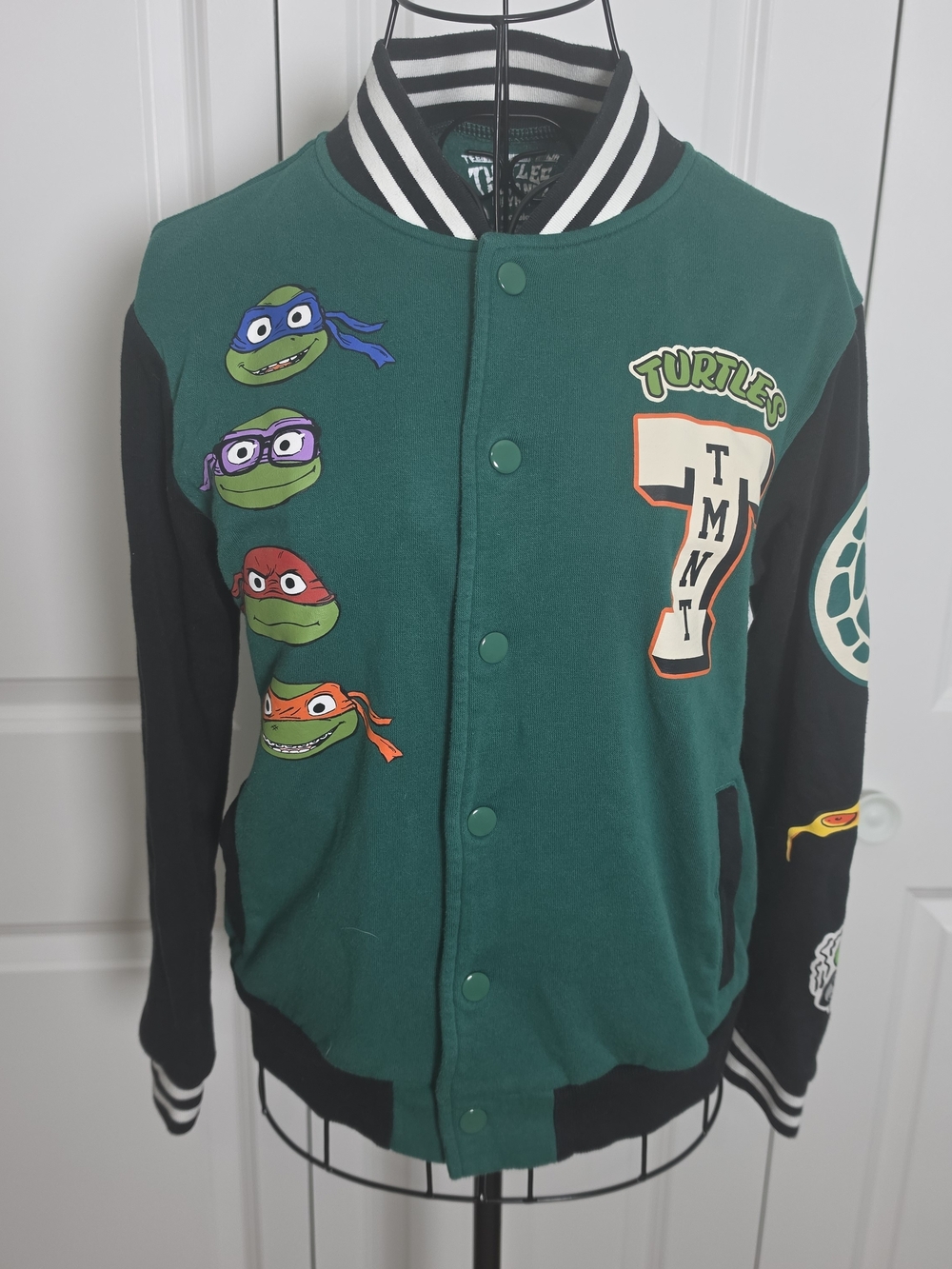 TMNT Mutant Mayhem Youth L Varsity Jacket Nickelodeon Green Black Ninja Turtles